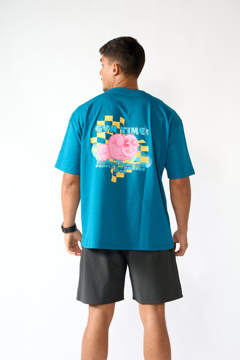 Beyond unisex Sky Blue Cotton oversized t-shirt - Image 3